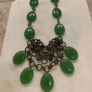 Jade Necklace with Antiqued Brass Hardware